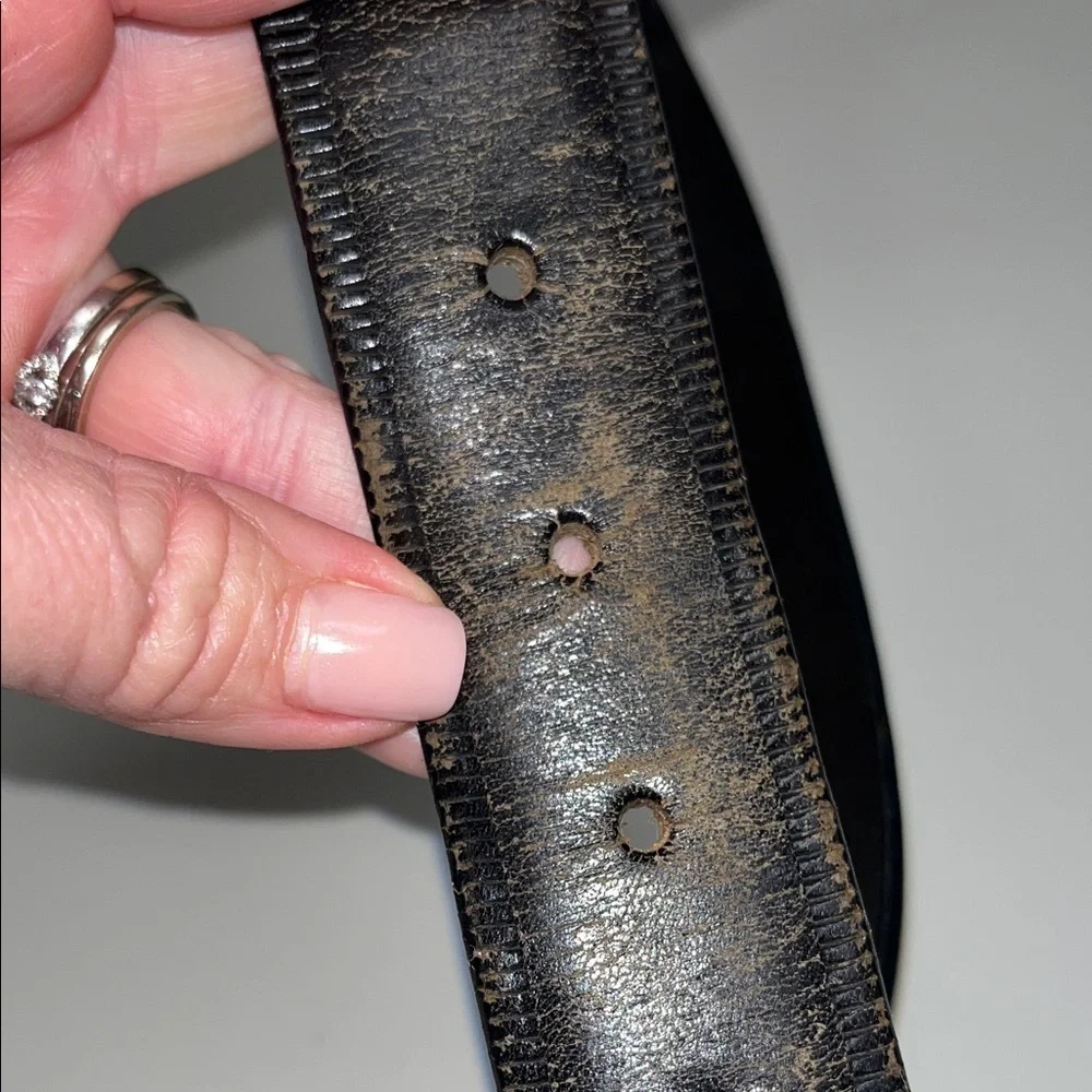 Calvin Klein Deep Brown Size 38 leather Belt w/ Brass Buckle